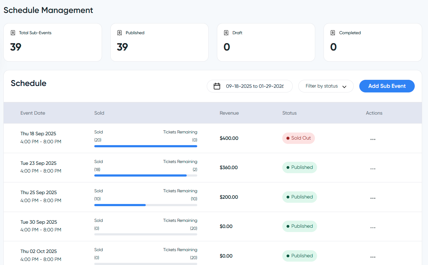 Recurring Events Management